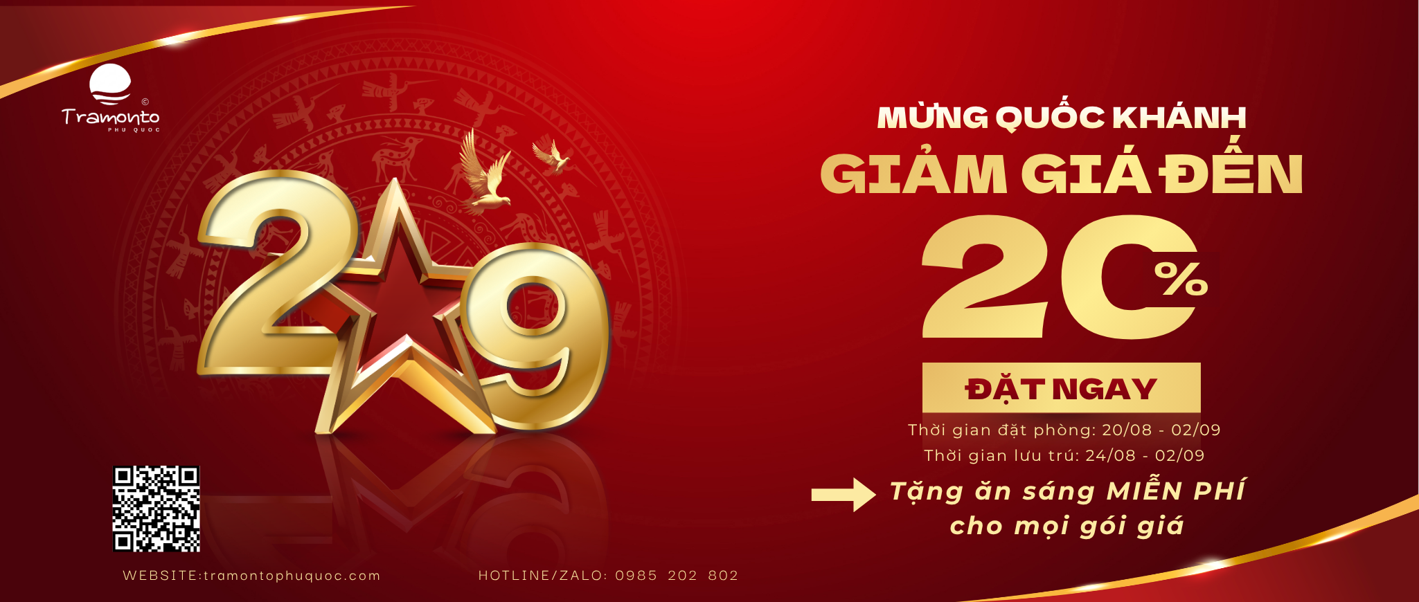 Ưu Đãi Lễ 2/9 Tại Tramonto Phú Quốc: Giảm 20% + Miễn Phí Ăn Sáng